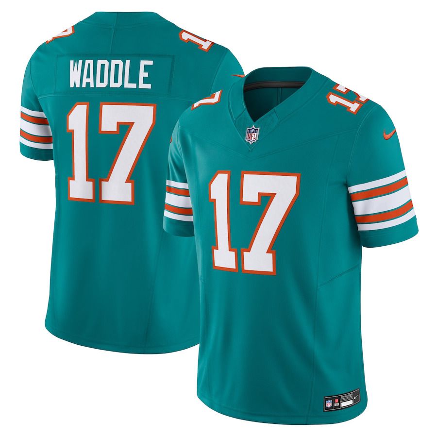 Men Miami Dolphins 17 Jaylen Waddle Nike Aqua Vapor F.U.S.E. Limited NFL Jerseys